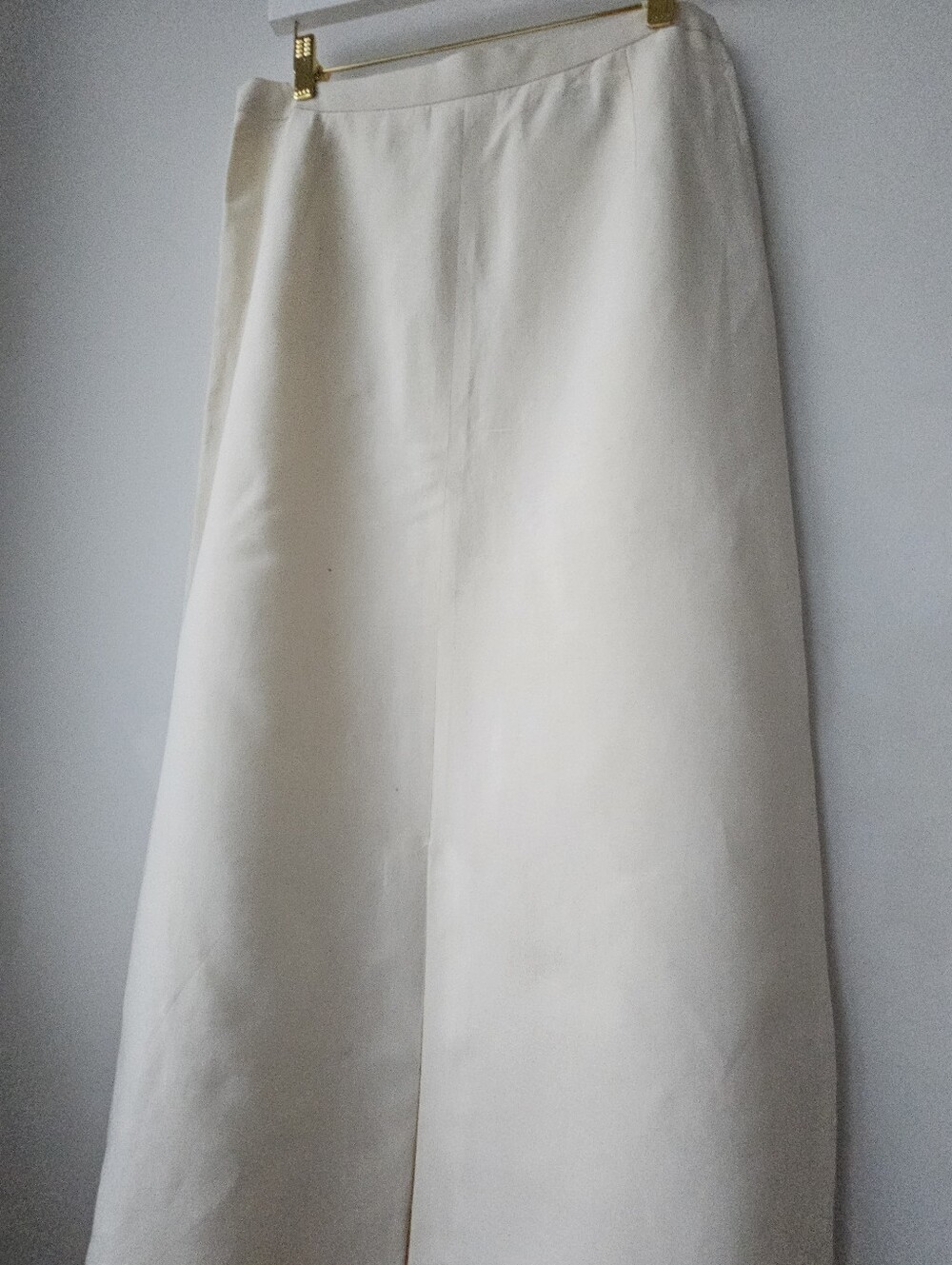 Oscar Di La Renta Vtg. Cream High Waist Long Lined Middle Slit Linen Blend Skirt - Picture 6 of 13